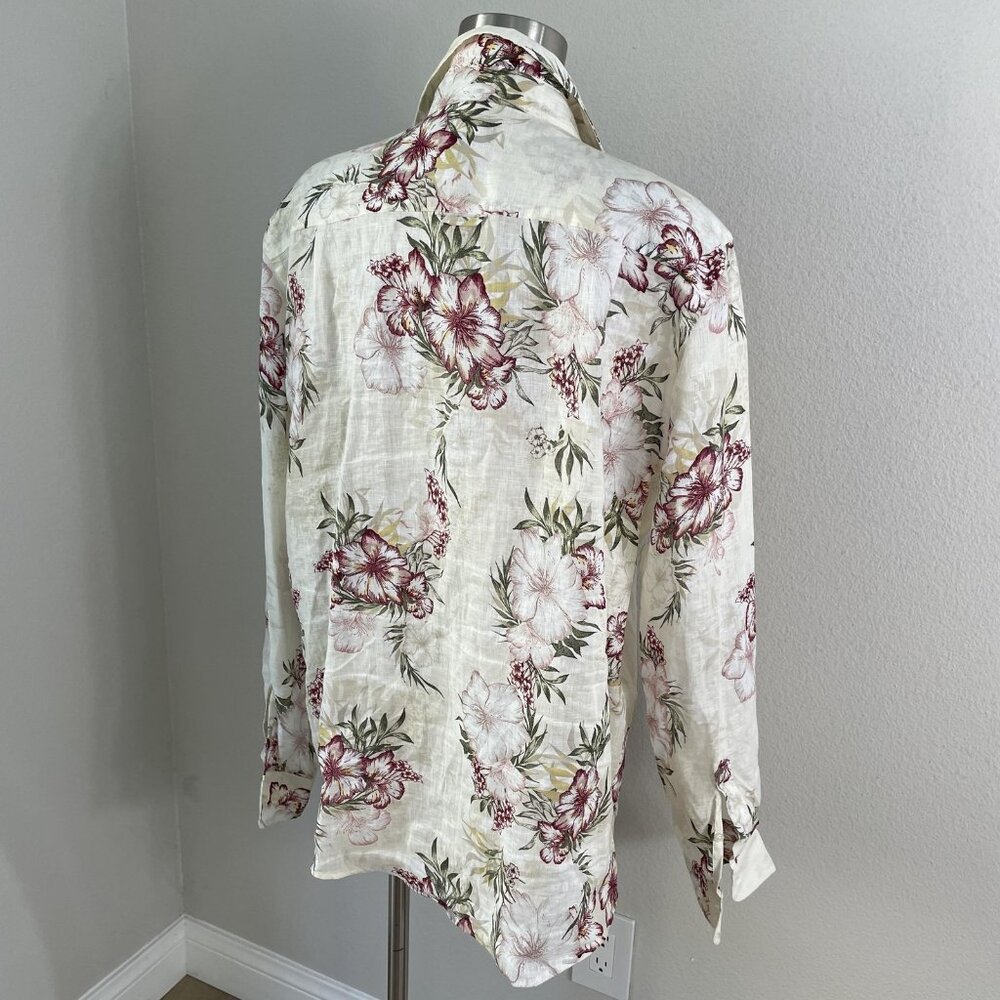 Club Room Shirt Mens Large Multicolor Linen Floral‎ Hawaiian Button Front - Picture 7 of 9